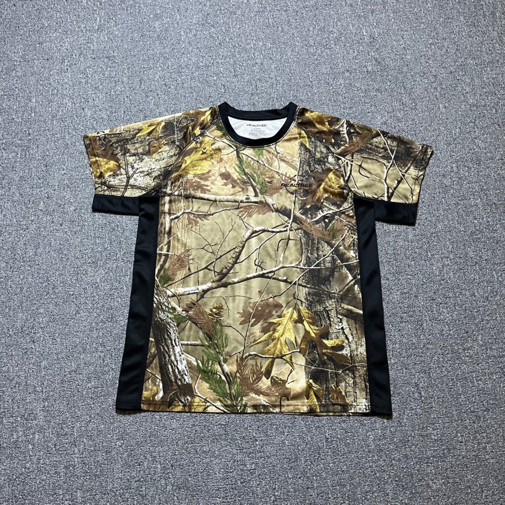 Realtree Camo Performance T Shirt Size M Brown AP Timber Mesh Hunting Tee